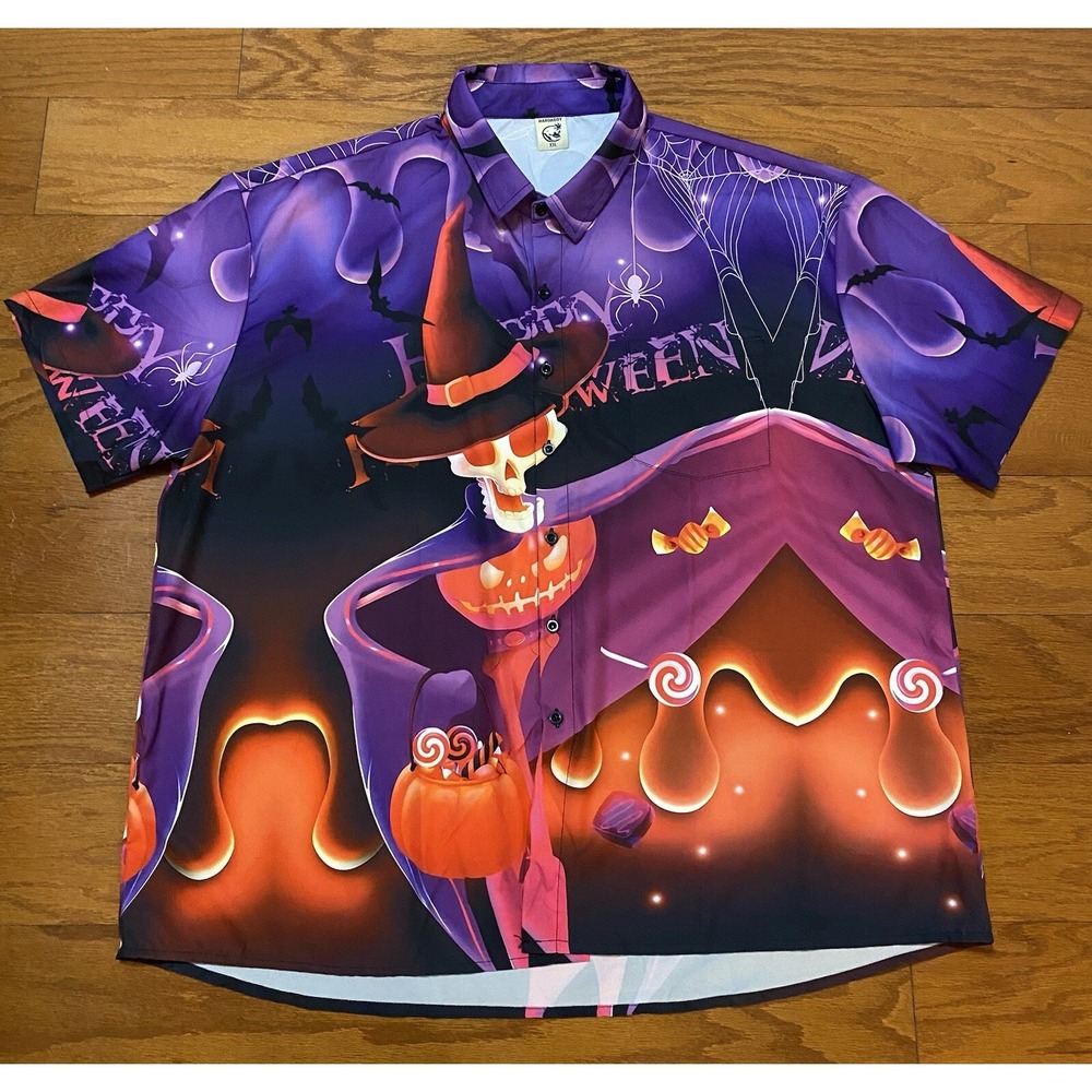 Hardaddy Shirt Mens XXL 2XL Halloween Ghost Pumpkin Psychedelic Button Down